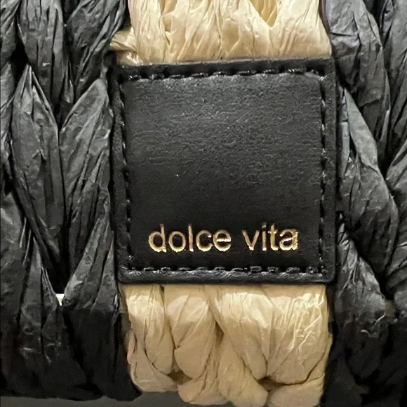 Dolce Vita | Black Raffia Shopper “EstelleB” Tote ~ Canvas Inside - Picture 2 of 16